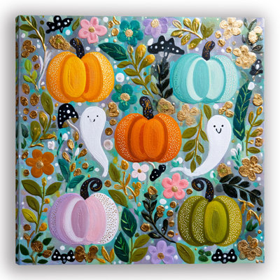 Art mural sur toile fantômes et citrouilles