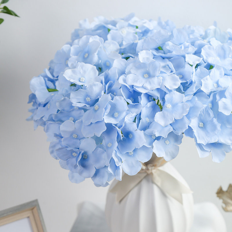 Artificial Hydrangea Flower Head With Pole, Blue