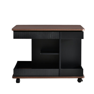 Adjustable Modern End Table With Wheels, Lift-Top & 360° Rotating Side Table With Storage For Small Spaces