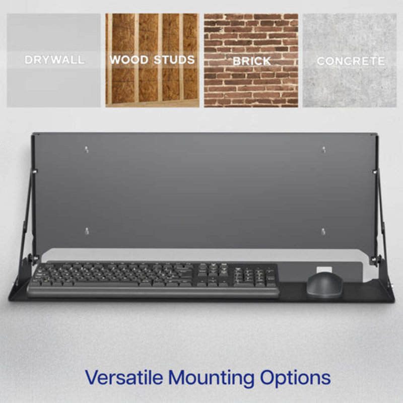 Vivo Black Flip Down 24 Inch Keyboard Tray Wall Mount With Mouse Pad