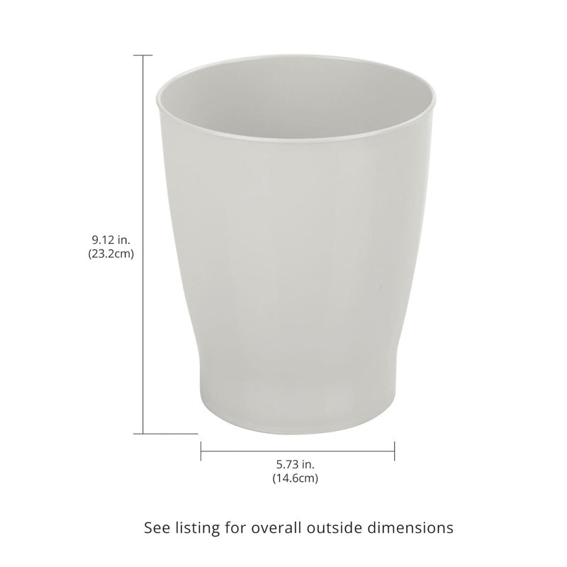 Light Gray Round Plastic Bathroom Trash Can for Kids