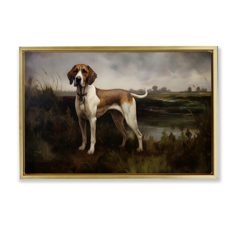 «On The Hunt Landscape», toile encadrée brune par Petal Prints Design, Cadre flottant métallique doré, H 17 po x l 25 po