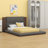 Floor Upholstered Platform Bed With Extended Wood Headboard & Bedside Shelf-1611474520