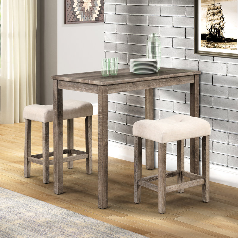 Taupe 3 Counter Height Dining - Comfortable Seating And Table Wood In Stools &