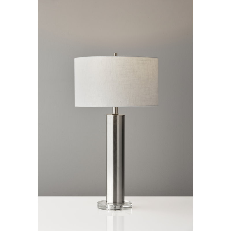 Kluge Metal Table Lamp, Brushed Steel, White