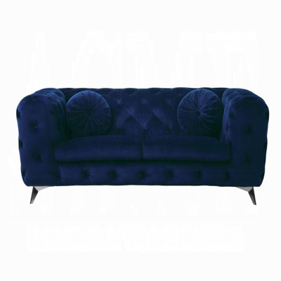 Causeuse en velours bleu Atronia