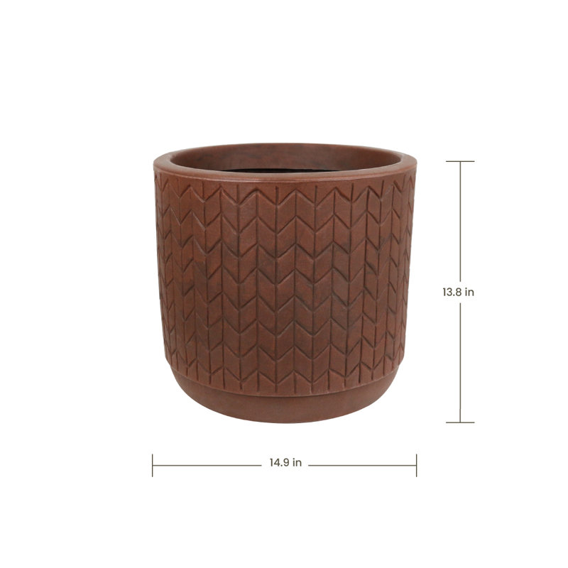 Carly-Jane ECOBO 13.8 inches Eco-Friendly Round Pot Planter, Marajó C Indoor/Outdoor Four Season Use Terracota, Brown