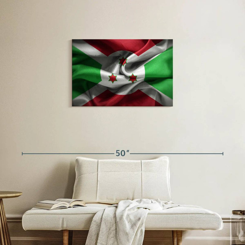 Froissé drapeau burundais, H 20 po x l 30 po