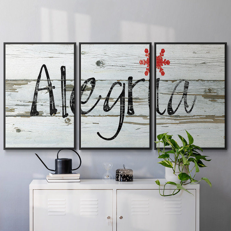 Alegria, peinture sur toile 3 pièces, H 40 po x l 78 po, Cadre noir