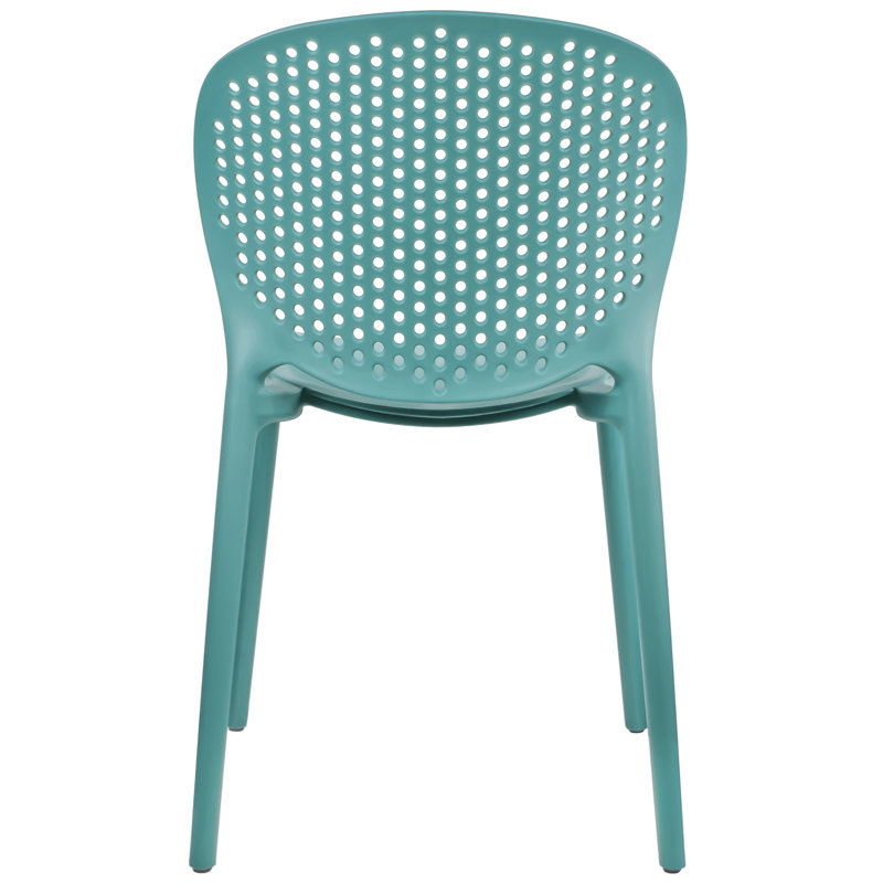 Outdoor Stacking Dining Side Chair, Aqua