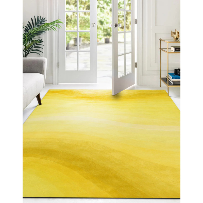 Tapis jaune en laine Tallent, Rectangle 5 pi x 8 pi