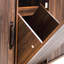 Îlot de cuisine avec compartiment de rangement, poubelle basculante, abattant, tablette réglable, porte-épices, armoire en noyer à 9 étagères -