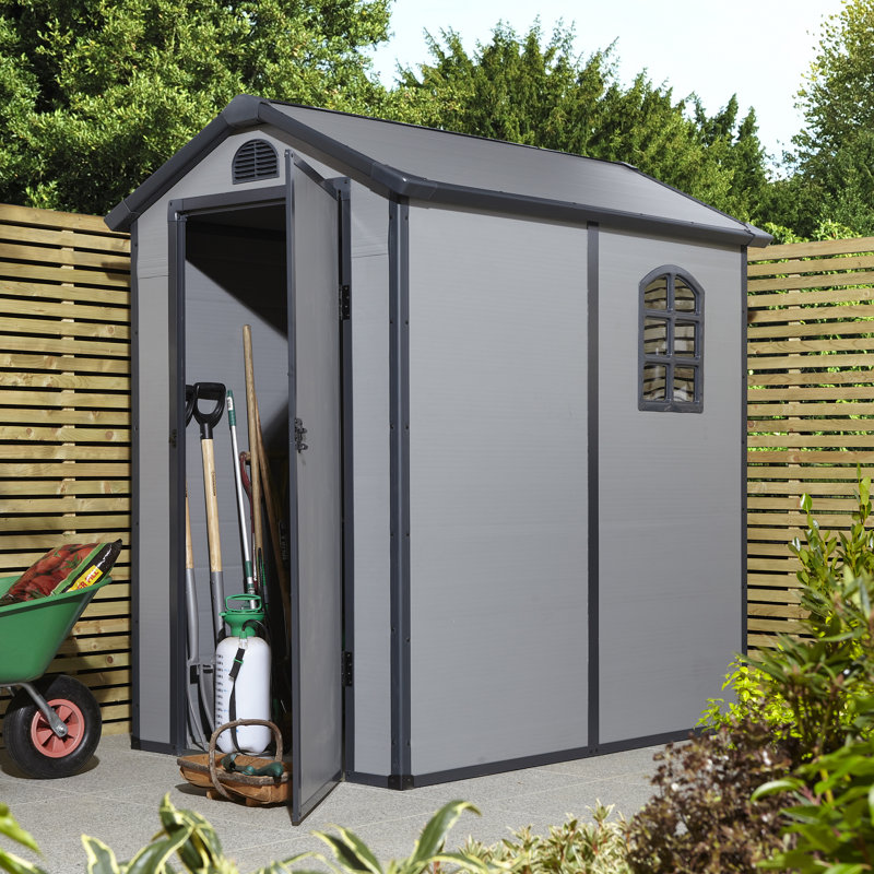 Rowlinson Airevale Plastic Apex Shed 4x6, Light Grey