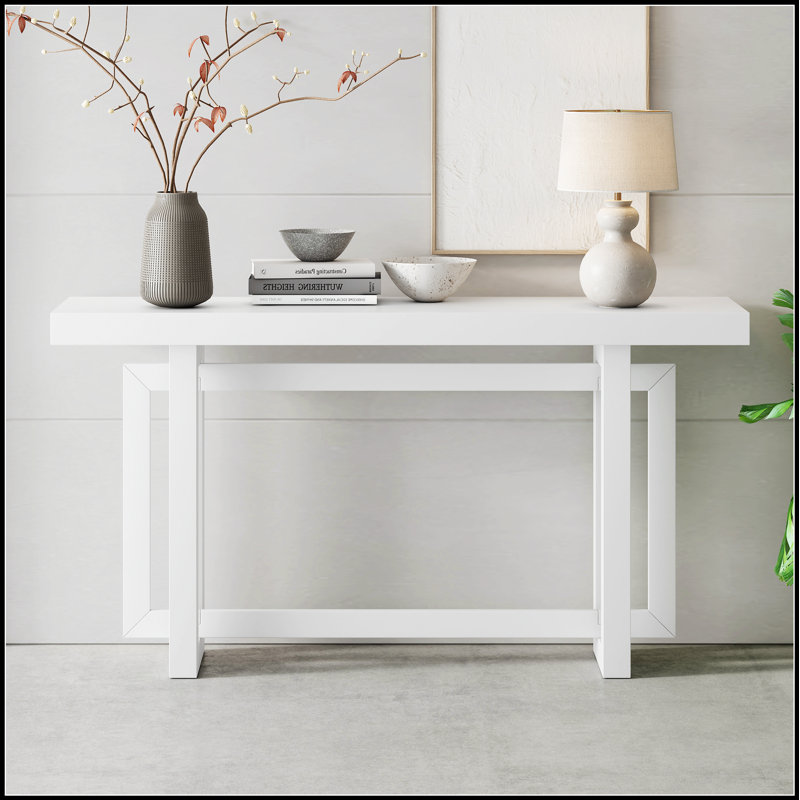 Contemporary Console Table with Wood Top, Extra Long Entryway Table for Modern and Industrial Decor, Durable and Stylish