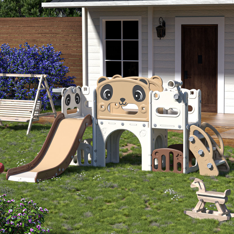 Ensemble de jeu de glissade et de grimpeur 9-en-1 pour tout-petits pour enfants, aire de jeu multifonctionnelle pour les tout-petits