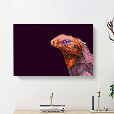 Red And Purple Iguana Lizard - Wrapped Canvas