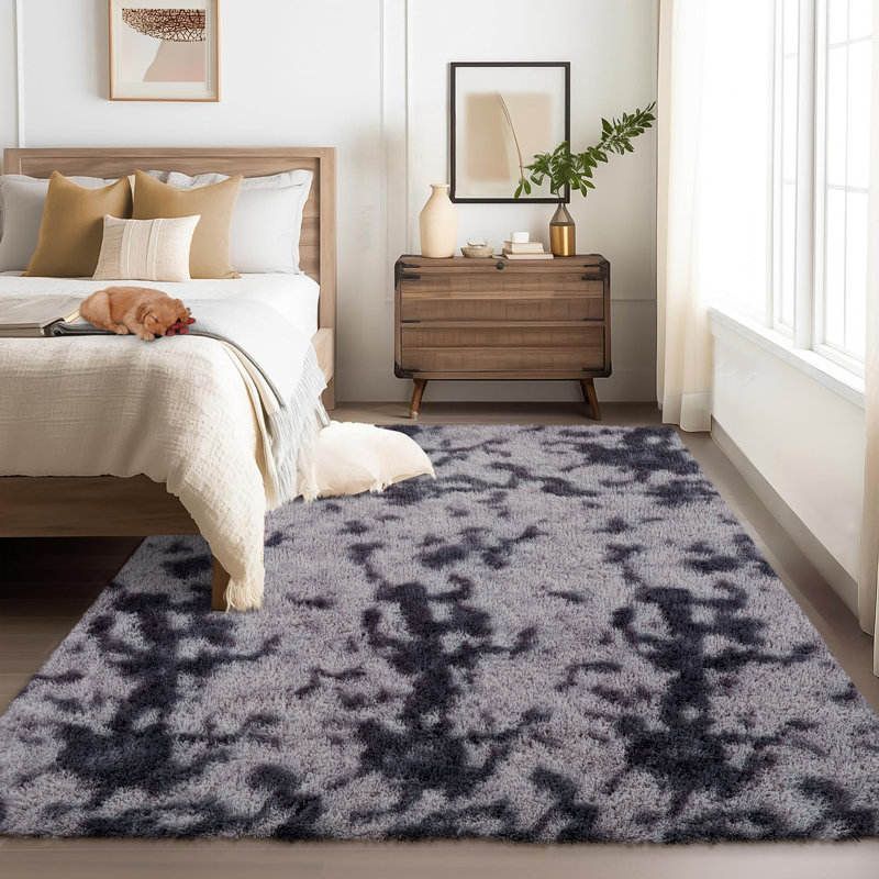 Area Rug for Living Room Shaggy Faux Fur Carpet for Bedroom Non-SNon Shedding Fuzzy Rug for Playroom Home Decor, Gray