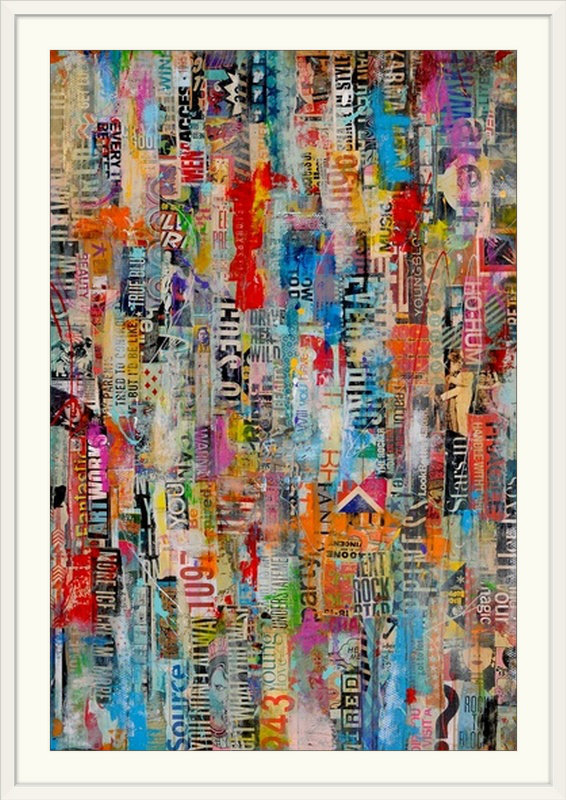 «Abstract Metromix 22» par Erin Ashley, impression, Cadre blanc, H 32 po x l 24 po x P 1 po
