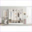 Hall d'entrée, rangement multifonctionnel pour vestibule 4 en 1 avec portemanteau, casiers à chaussures et amp; Banc, noir moderne | Noir | Panneau de particules-607873422