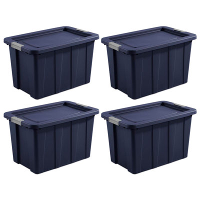 Sterilite Tuff1 30 Gallon Plastic Storage Tote Bin w/Latching Lid, (4 Pack)