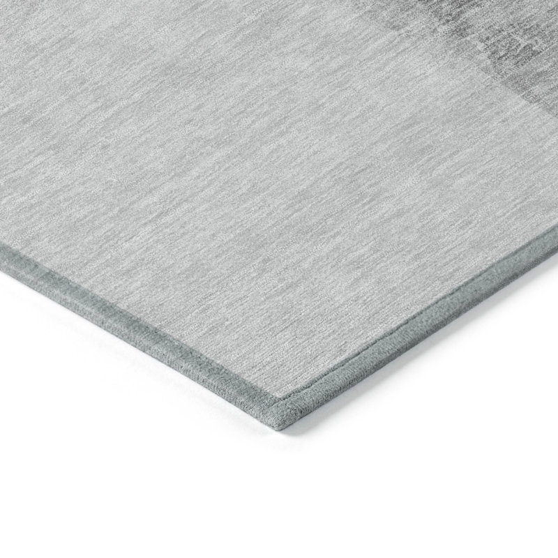 Gray Synthetic Flat Woven Washable Indoor/Outdoor Rug 20" x 30"