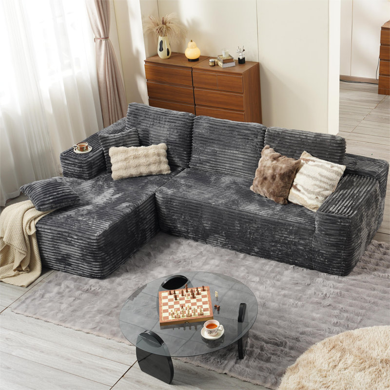 Boneless 104" Cloud Sectional Couch With Comfy Chaise,No Assembly Required Couches For Living Room,L Shaped Modern Modular Sofa With Deep Seat