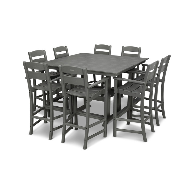 Ensemble repas 9 pièces à hauteur de bar Classics, Gris ardoise