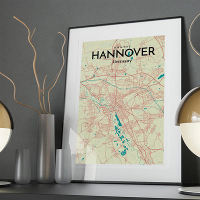 Hannover City Map In Tricolour - No Frame Print