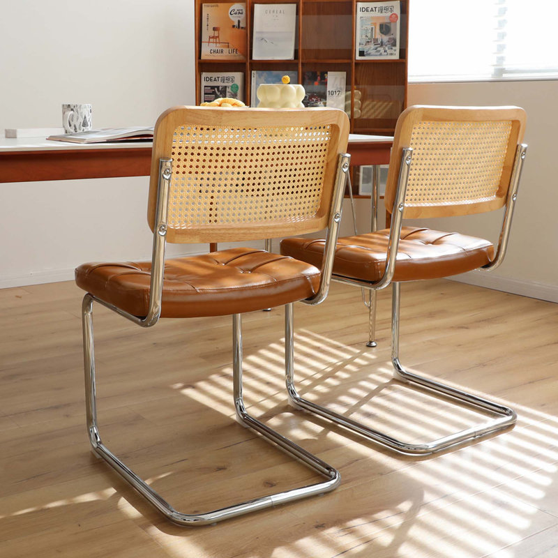 Ensemble de 2 chaises de salle à manger en rotin Fauex, Brun
