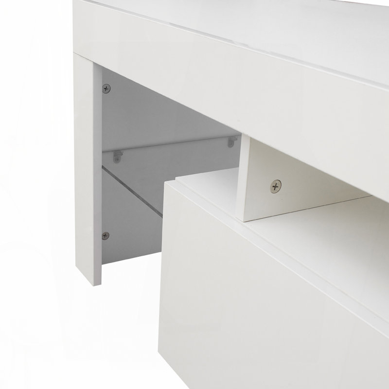 Meuble télé avec lumières DEL, 17.72"H x 51.18"L x 13.78"W, White
