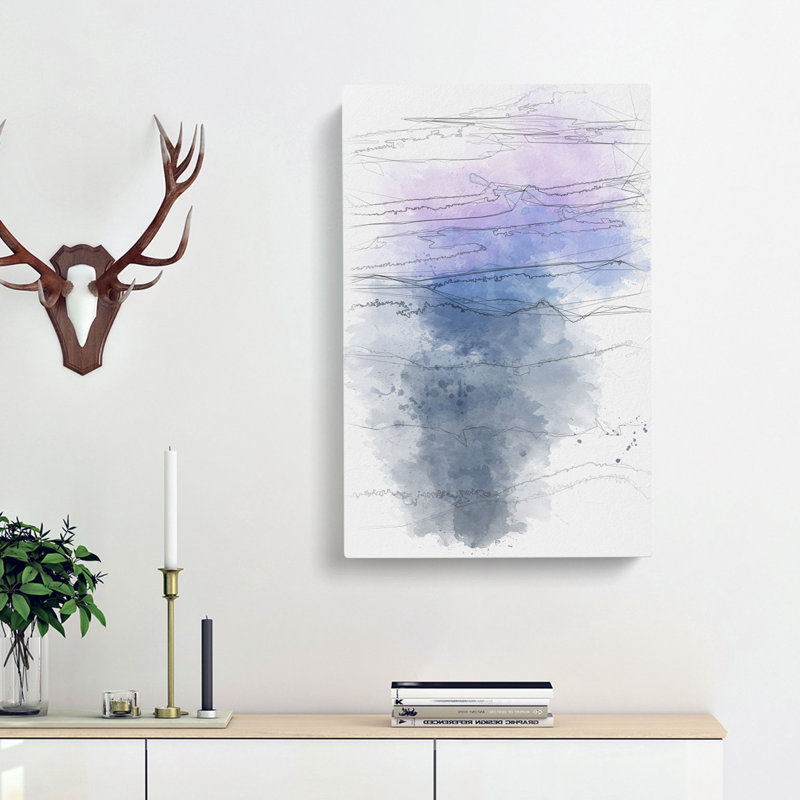 View of a Mountain Range - Wrapped Canvas Drawing Print, 60cm H x 40cm W x 3cm D
