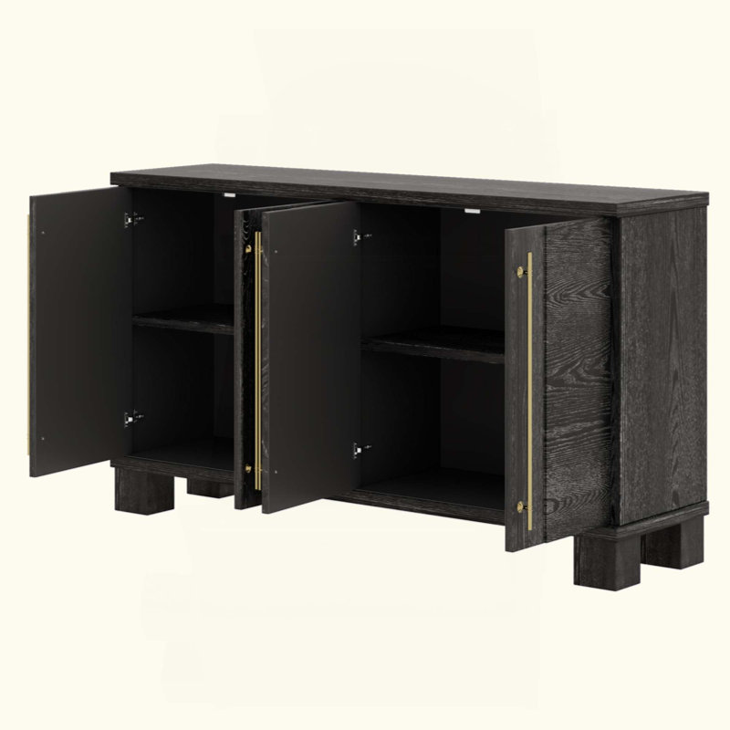 Buffet avec rangement, buffet en bois avec tablettes réglables et poignées dorées pour la cuisine, la salle à manger et le salon