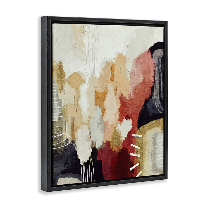 Abstrait art mural sur toile flottant abstrait sud-ouest par Lisa Nohren, H 31 po x l 25 po, Cadre flottant noir de jais