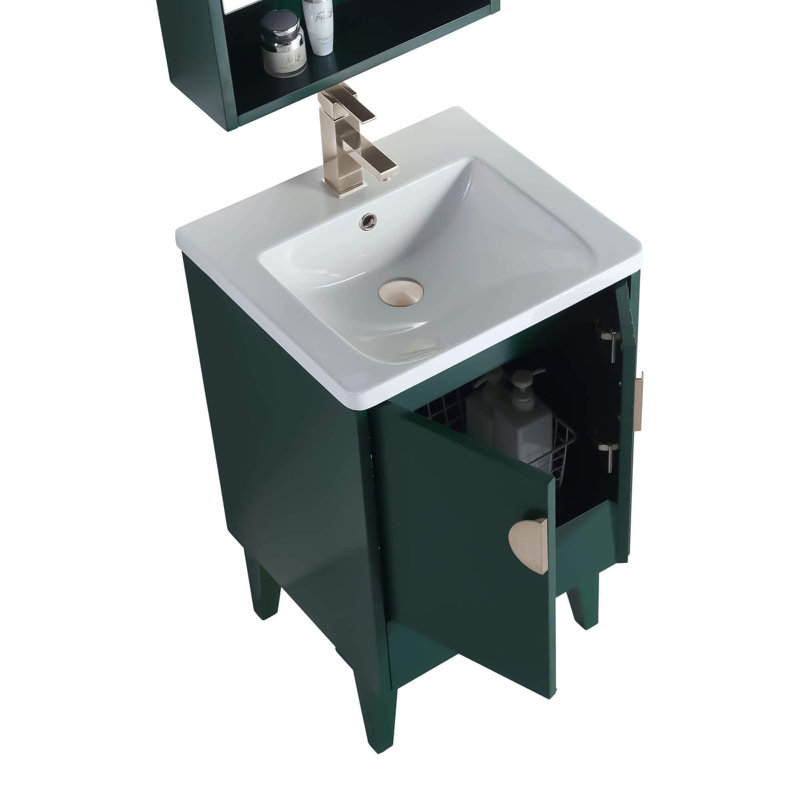Ensemble de meuble-lavabo simple 20 po Saimah, Vert, Nickel satiné