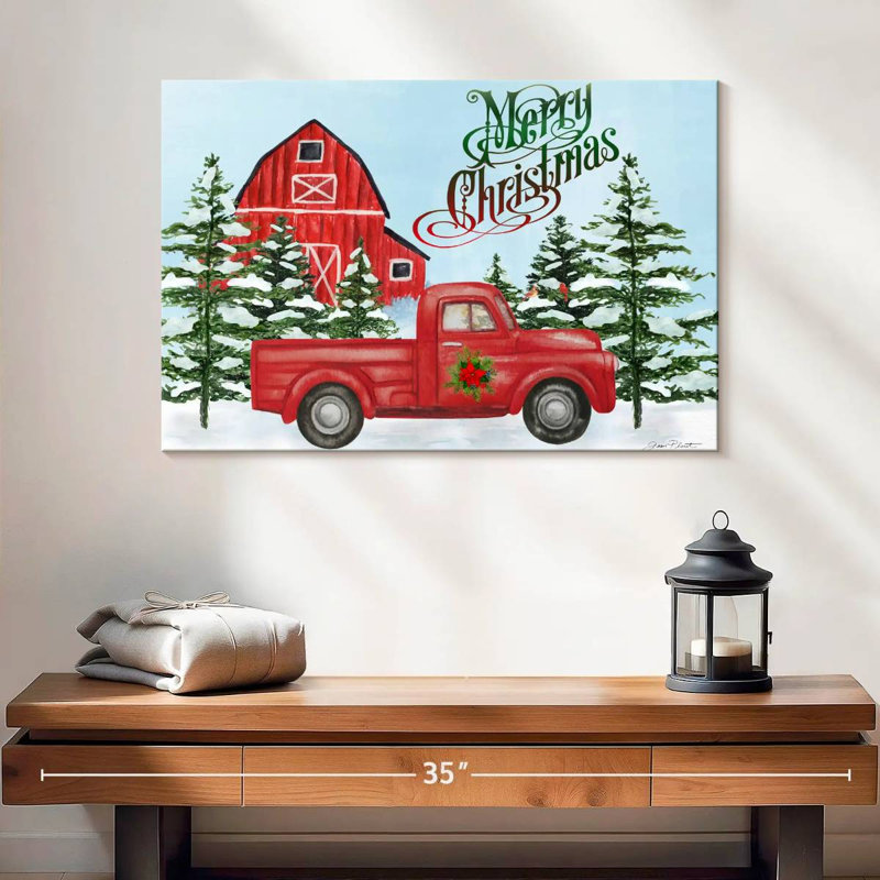 Grange et camion de Noël, H 16 po x l 24 po