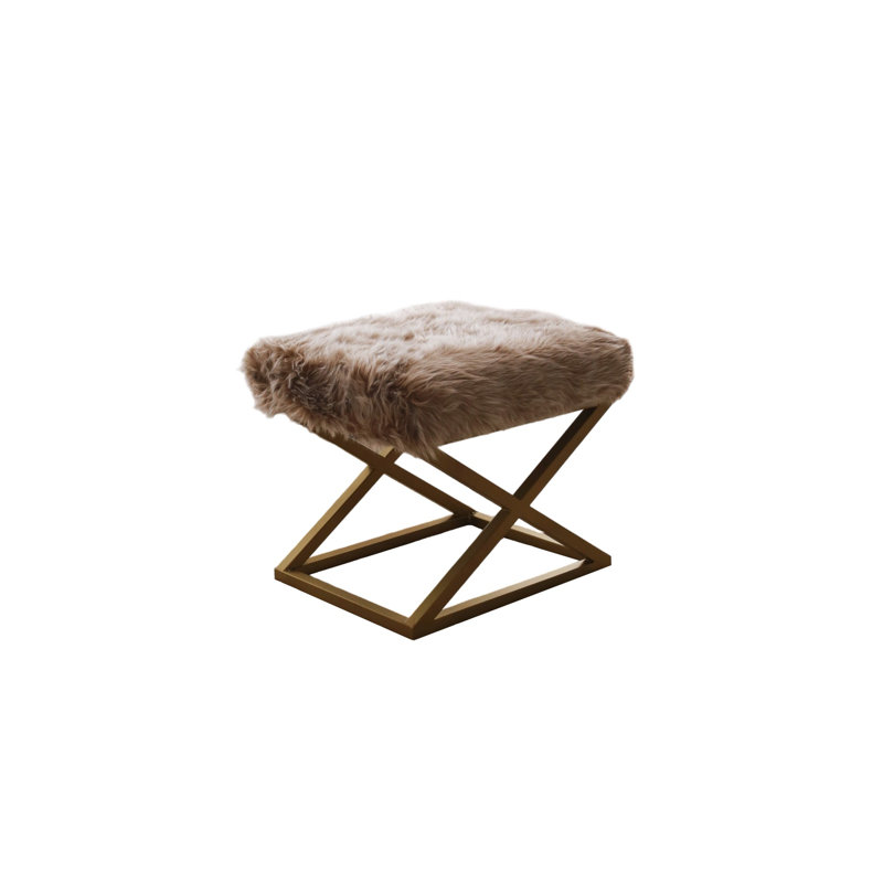 Stylish Pouffe with 100% Metal Frame, Plush Upholstery, 19.7 x 16.5 x 15.7 inches | Elegant Brown and Gold Design | Perfect for Living Room, Bedroom, or Entryway | Durable and Comfortable Accent Furniture