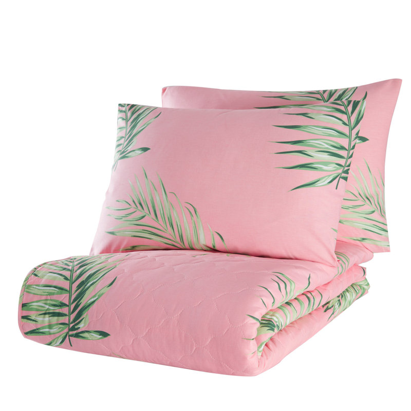 Bay Isle Home Virna Cotton Floral Bedspread, 155 x 200 cm Bedspread, Pink/Green