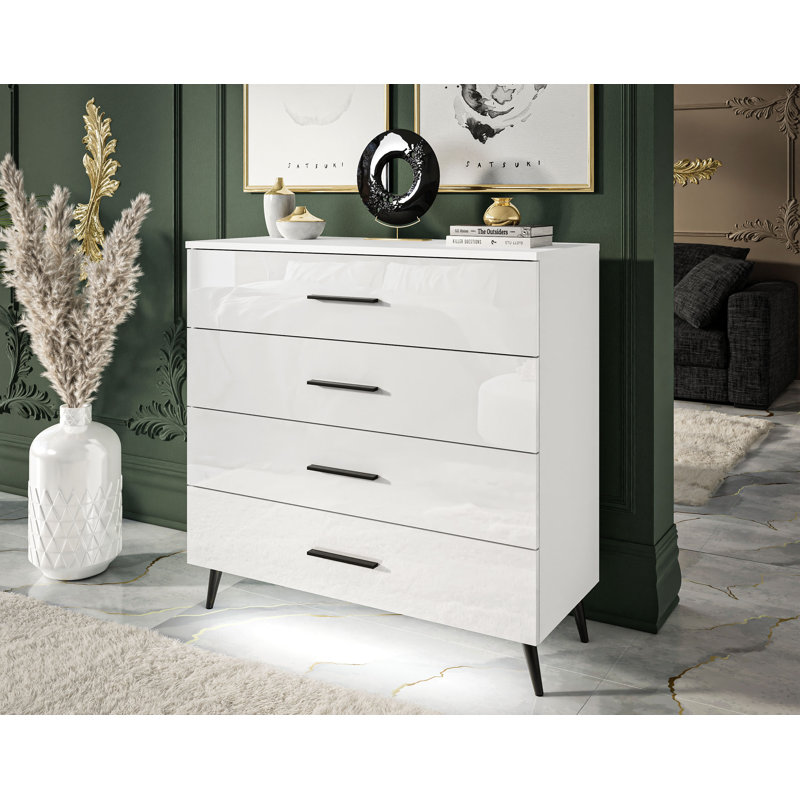 Ammie-Leigh 4 Drawer 95cm W Dresser, White/Black