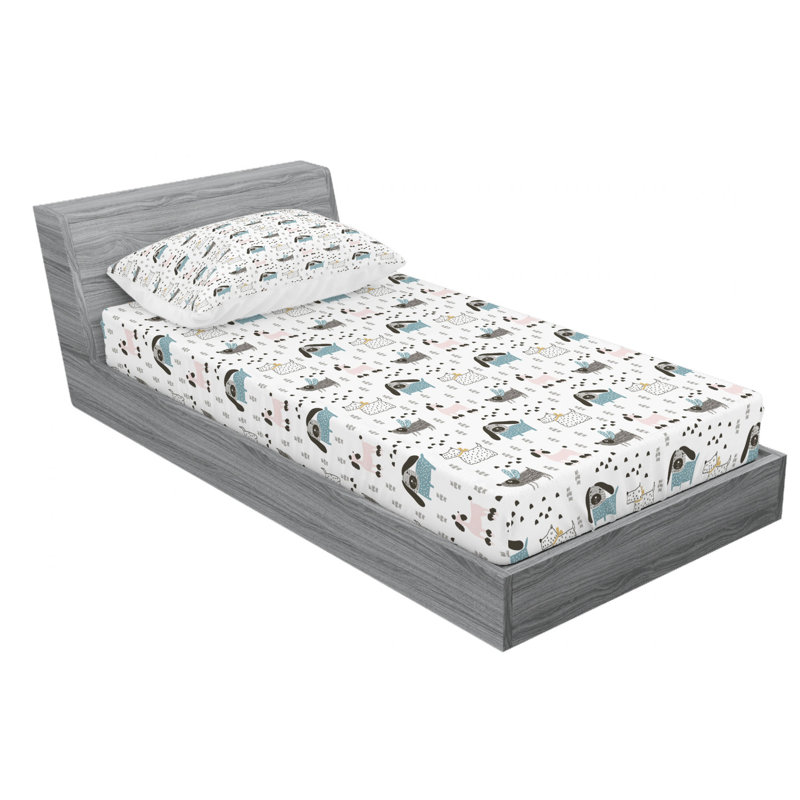 Scandinavian Microfiber Patterned Fitted Sheet, Twin XL Fitted Sheet with 1 Pillowcase