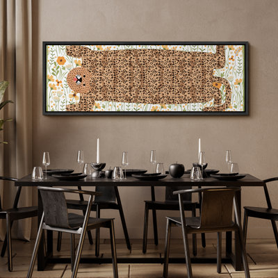Impression sur toile encadrée de tigre brun avec fleurs sauvages