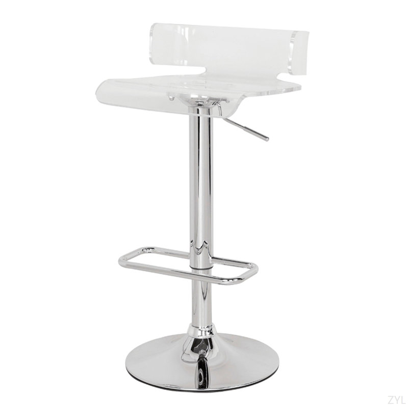 Tabouret pivotant transparent et chromé réglable, Clair