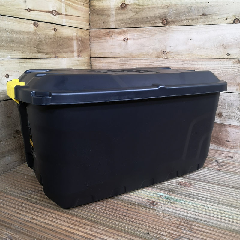 Samuel Alexander 77cm W Plastic Lockable Deck Box with Wheels in Black