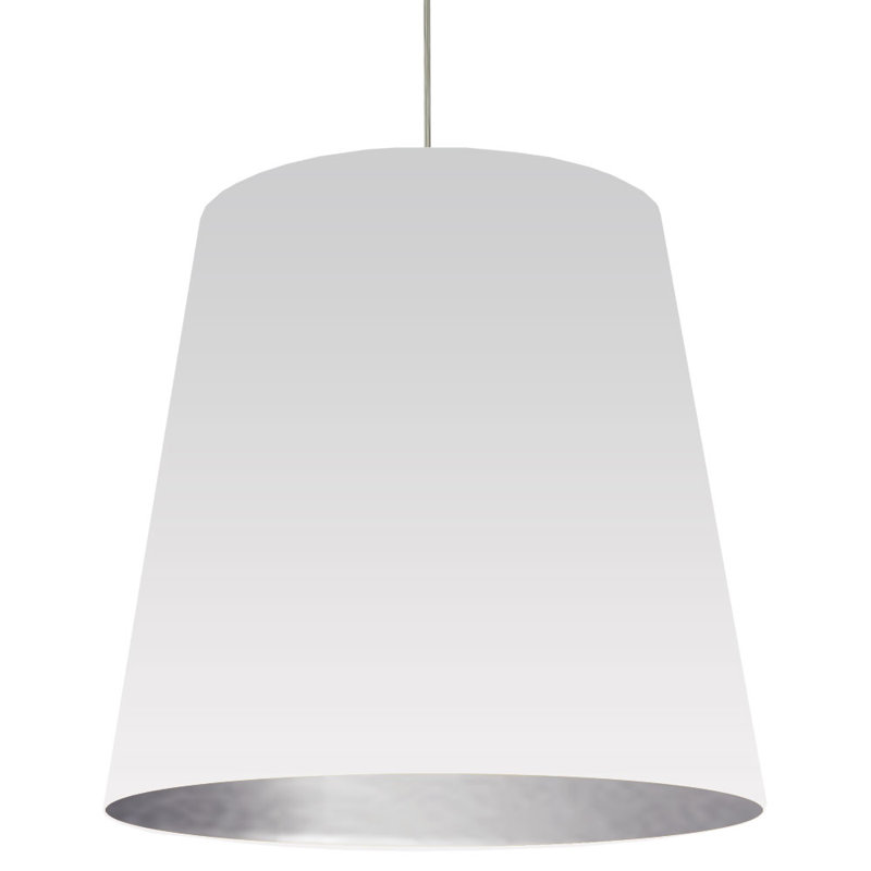 Oversized Drum 1 Light Single Bell Pendant, White on Silver, 32" H x 32" W x 26" D