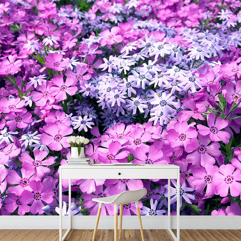 Champ de fleurs néon mauve, L 66 po x l 96 po