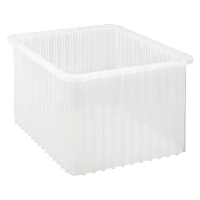 Contenant diviseur à grille, boîte de 3, H 12 po x l 17,5 po x P 22,5 po, Clair