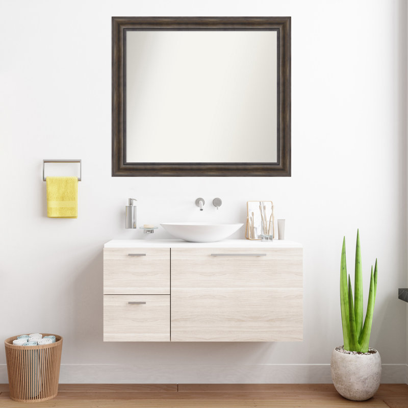 Miroir mural en bois massif Bostynn, Rectangle, H 33,5 po x l 37,5 po