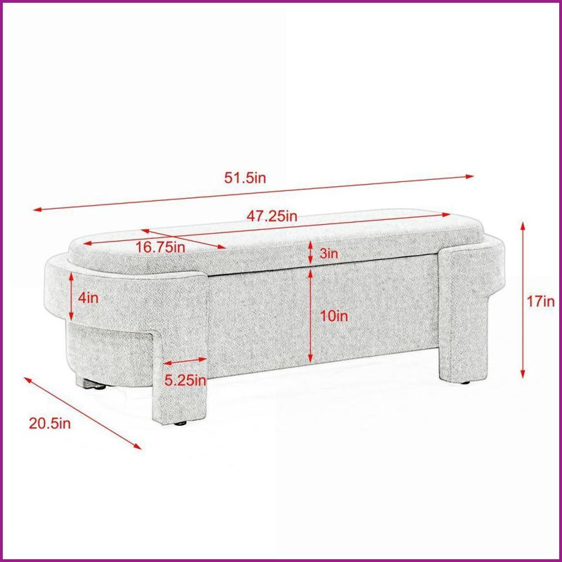 Banc de rangement en tissu de lin - grand rangement, sans assemblage | Blanc | Mousse, Blanc