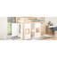 Lit mezzanine simple avec garde-robe de rangement - bois, naturel et blanc, sans sommier intégré et 2 fenêtres, bois naturel / blanc de qualité