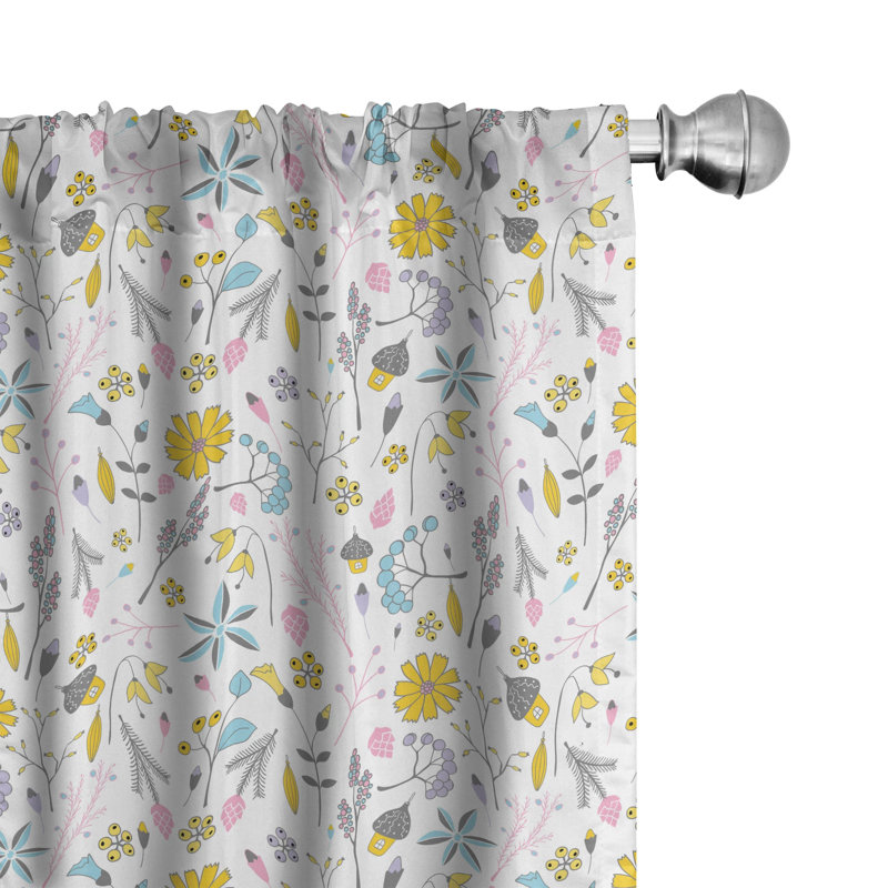 Nursery Floral Semi-Sheer Rod Pocket Curtain Panels, 28" x 95"