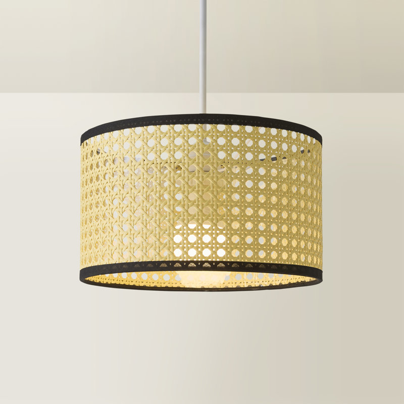 15cm H Wicker Drum Pendant Shade ( Screw On ) in Tan, Small